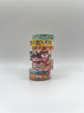 Six Cute Cat & Dog Pattern Washi Tape Set 3 - Multi-Color
